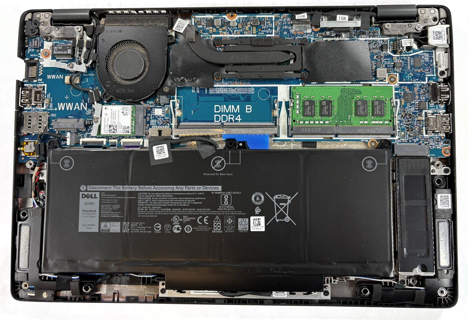 Internal Photo of Dell Latitude E7300 E5300 7300 5300 backlit Danish DM keyboard (Latitude 5300)